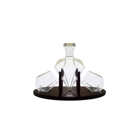 Set decantor Deluxe Diamond, cu stativ din lemn, 2 pahare, 850 ml, transparent, Doty®️ [2]