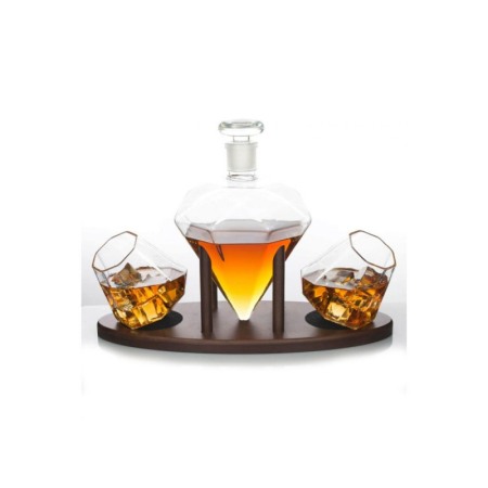 Set decantor Deluxe Diamond, cu stativ din lemn, 2 pahare, 850 ml, transparent, Doty®️ [4]