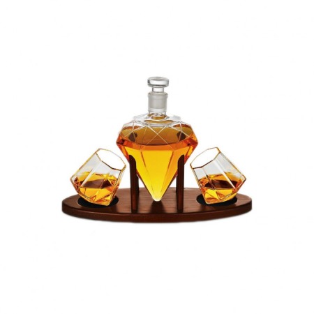 Set decantor Deluxe Diamond, cu stativ din lemn, 2 pahare, 850 ml, transparent, Doty®️ [5]