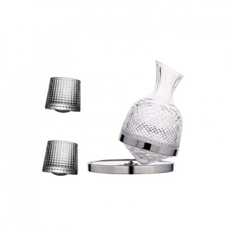 Set decantor Gravity Drinks, design modern, 2 pahare incluse, din cristal, suport metalic, 1500 ml, transparent [6]