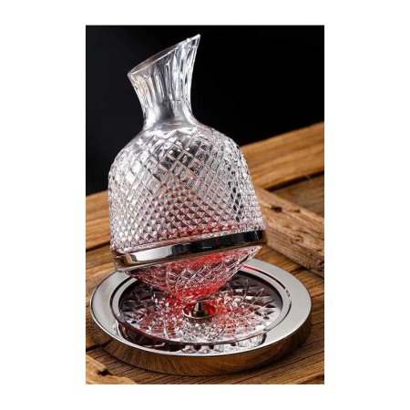 Set decantor Gravity Drinks, design modern, 2 pahare incluse, din cristal, suport metalic, 1500 ml, transparent [1]