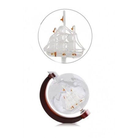 Set decantor premium By Sea Drink, design glob pamantesc, 2 pahare, dop de sticla, eleganta si rafinament,800 ml, Doty® [1]