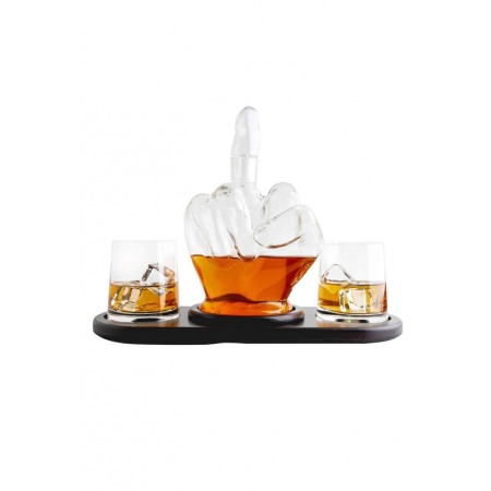 Set decantor premium MiddleFinger, design creativ, 2 pahare, dop de sticla inclus, materiale de calitate, 800 ml, Doty®️ [3]