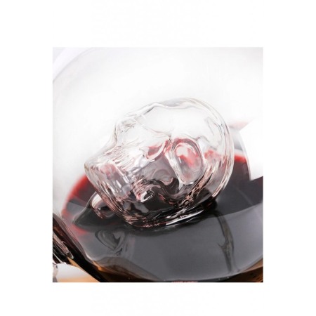 Set decantor Skull Power, cu 2 pahare, design cu craniu, suport din lemn,materiale de calitate,850 ml [4]