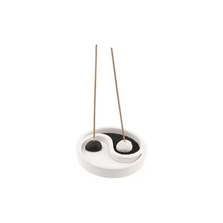 Set decorativ Yin Yang, lumanare si accesorii incluse, din rasina, efect de relaxare, alb, 15 cm, Doty® [3]