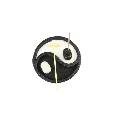 Set decorativ Yin Yang, lumanare si accesorii incluse, din rasina, efect de relaxare, alb/negru, 15 cm [2]