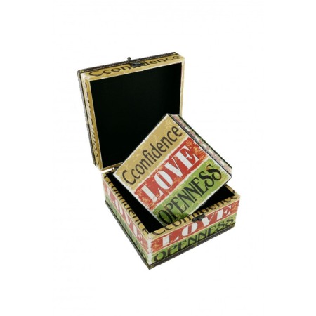 Organizatoare pentru ceasuri si bijuterii - Set doua cutii din lemn, imprimeu Confidence Love, ideal pentru decor, a fi oferite cadou sau pentru depozitare