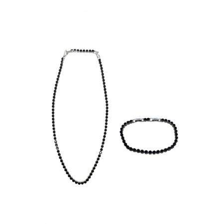 Cadouri unice - Set elegant Freydis Doty® format din colier si bratara, din inox, cu pietre din zirconiu, argintiu