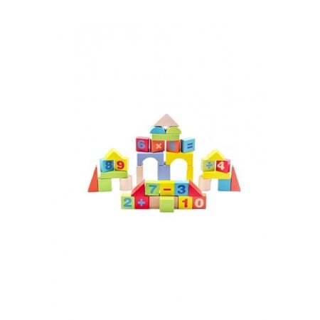 Jucarii & jocuri - Set forme geometrice din lemn , pentru construit, educativ,simboluri matematice si cifre,38 de piese, multicolor, doty