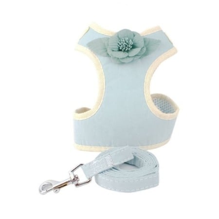Lese și zgărzi pentru câini - Set  ham cu lesa pentru caini sau pisici, tip Vesta, masura M, Bleu, Doty