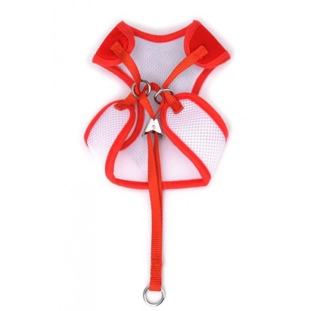 Set ham cu lesa pentru caini sau pisici, tip Vesta, masura S, Rosu cu papion negru,model ancore, Doty [1]