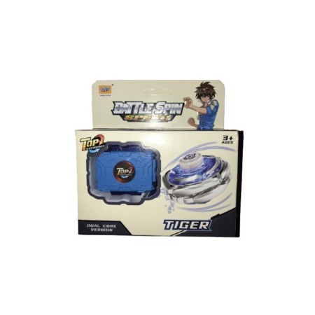 Jucarii de exterior - Set Joc titirez AnimalSpin Doty®, interactiv, model tigru, distractiv, manual, 3+, plastic/metal, albastru