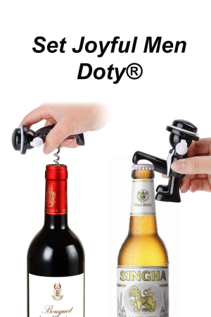 Set Joyful Men Doty®, tirbuson, dop, desfacator, material rezistent, design modern, negru [7]