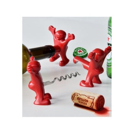 IDEEI DE CADOURI - Set Joyful Men, tirbuson, dop, desfacator, material rezistent, design modern, rosu
