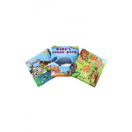 Jucarii bebelusi - Set Jucarie textila educativa My First Book, senzoriala, 3 bucati, tip carte, 11x11 cm, multicolor, Doty®️