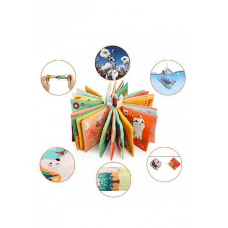 Set Jucarie textila educativa My First Book, senzoriala, 6 bucati, tip carte, 11x10.5 cm, multicolor, Doty®️ [2]