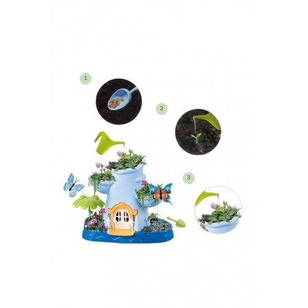 Set Kit gradinarit pentru copii NatureHouse, forma de casuta, accesorii si seminte incluse, educativ si interactiv, albastru [3]