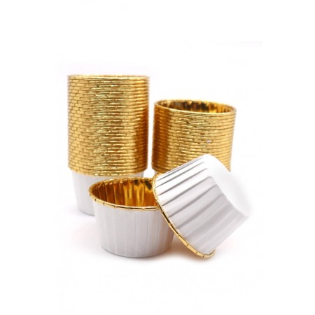 Set Luxury 50 Forme Briose si Cupcake, ovale, Design Elegant, Auriu cu alb, Rezistente la Coacere si Ulei, Doty® [6]