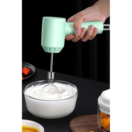 Set Mini aparat electric JubHandMix, tip mixer reincarcabil, 2 capete incluse, USB inclus, usor de utilizat, verde, Doty®️ [1]