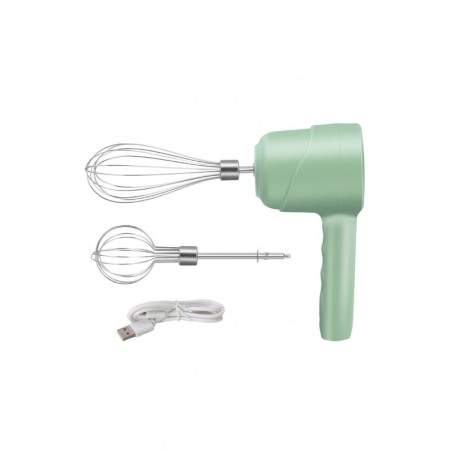 USTENSILE & ARTICOLE BUCATARIE - Set Mini aparat electric JubHandMix, tip mixer reincarcabil, 2 capete incluse, USB inclus, usor de utilizat, verde, Doty®️