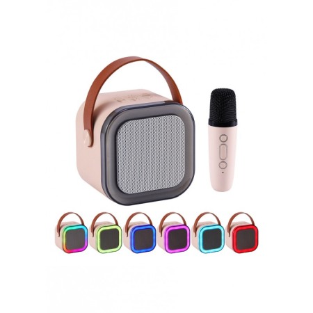 FUN GADGET - Set Mini Statie pentru karaoke VividMusic Doty®, Copii / Adulti, 2 in 1, boxa si microfon wireless, LED