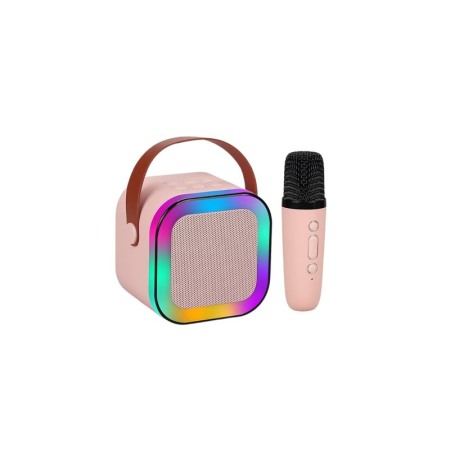 Set Mini Statie pentru karaoke VividMusic Doty®, Copii / Adulti, 2 in 1, boxa si microfon wireless, LED [5]