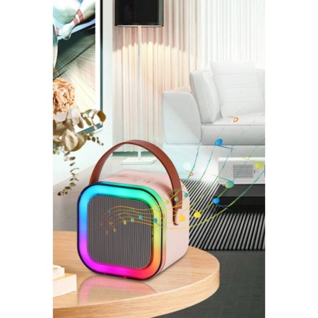 Set Mini Statie pentru karaoke VividMusic Doty®, Copii / Adulti, 2 in 1, boxa si microfon wireless, LED [3]