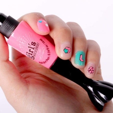 Jucarii & jocuri - Set  Nail art 3d  pentru copii, Oja ,pila, strasuri , desene, 5 accesorii,Doty