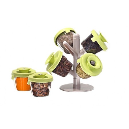 DECO - Set organizator Spice pop-up pentru condimente, 7 piese,verde