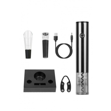 Set pentru vin AutomaticWine, tirbuson electric,accesorii incluse, aluminiu, argintiu [6]