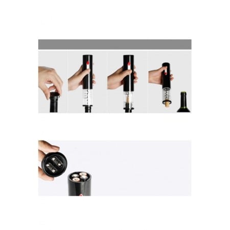Set pentru vin DiamondPoker Wine, tirbuson electric, accesorii incluse, negru [4]