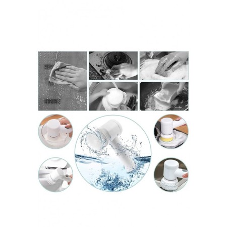 Set Perie multifunctionala electrica HouseHelper, accesorii incluse, functioneaza cu baterii, alb, Doty®️ [1]