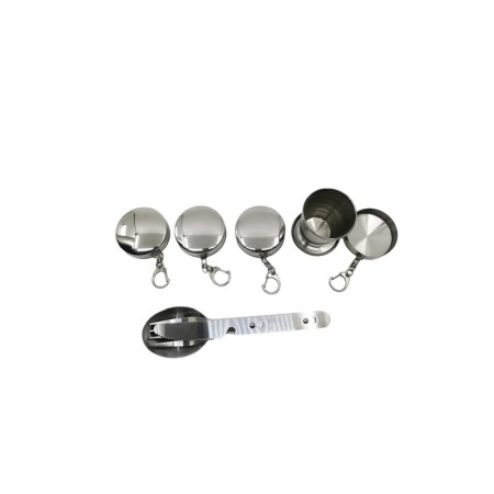Set plosca cu 4 pahare pliabile si 3 tacamuri, din inox, capacitate 1.9 l, Doty®️ [3]