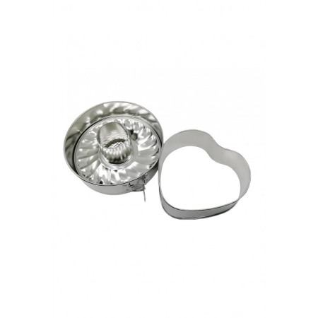 USTENSILE & ARTICOLE BUCATARIE - Set Tava de copt Silver Platter Heart, pentru torturi si prajituri, cu fundul detasabil, argintiu, 25x8 cm