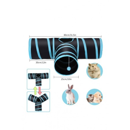 Set Tunel de joaca pentru pisicute sau alte animalute de dimensiuni mici TTube Doty®, cu jucarii/accesorii incluse, 80x30x25, [3]
