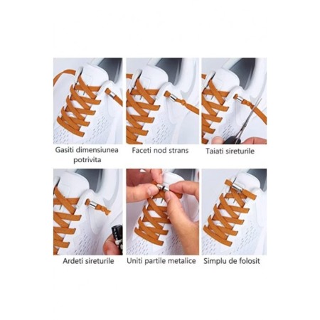 Sireturi CoolMag pentru pantofi sport, elastice, cu capsula magnetica, 0.6x120 cm, portocaliu, Doty®️ [3]