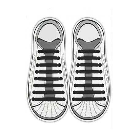 Sireturi FreeLaces Doty® pentru incaltaminte, 12 bucati, din silicon, nu necesita legare/dezlegare, 1 cm, negru [3]