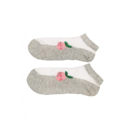 Sosete dama SummerFruits, design modern, cu panza si imprimeu, din bumbac, marime 35-38, gri, Doty®️ [1]