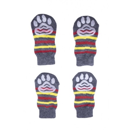 Sosete pentru animalele de companie de talie mica,30 mm, cu talpa anti alunecare, design modern, model cu dungi, galben/rosu,dot [2]