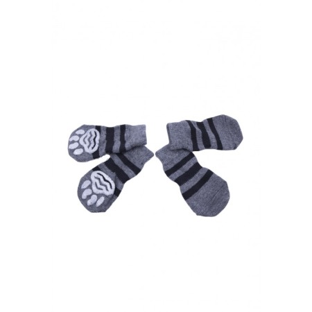 Sosete pentru animalele de companie de talie mica,30 mm, cu talpa anti alunecare, design modern, model cu dungi, gri/negru,doty [2]
