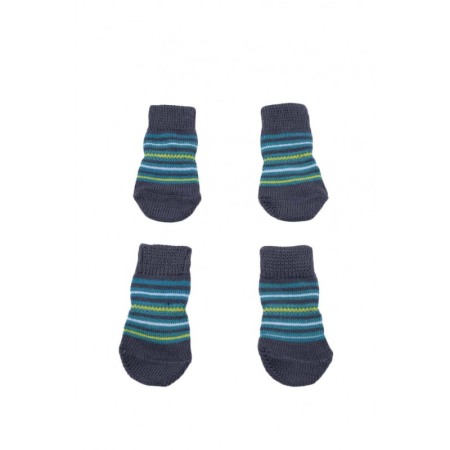 Sosete pentru animalele de companie de talie mica,30 mm, cu talpa anti alunecare, design modern, model cu dungi, verde/ galben,d [1]