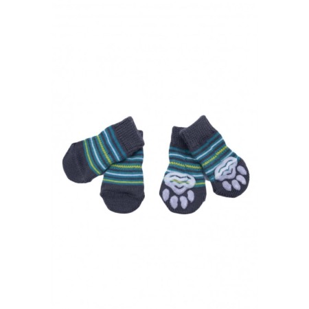 Îmbrăcăminte pentru câini - Sosete pentru animalele de companie de talie mica,30 mm, cu talpa anti alunecare, design modern, model cu dungi, verde/ galben,d