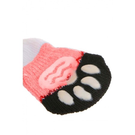 Sosete pentru animalele de companie de talie mica,30 mm, cu talpa anti alunecare, design modern, model cu urs panda rosu, multic [5]