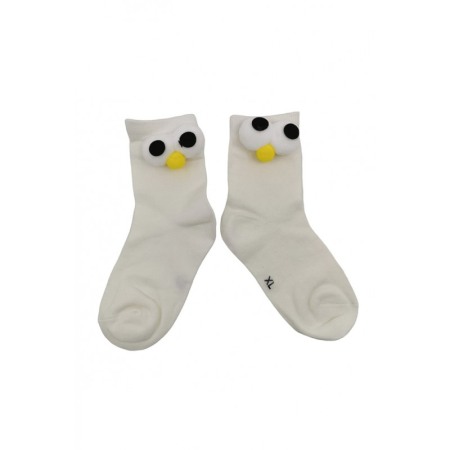 Pentru bebe si copii - Sosete pentru copii FunnyEyes, bumbac, design creativ, marime 30-35, alb fildes, Doty®️
