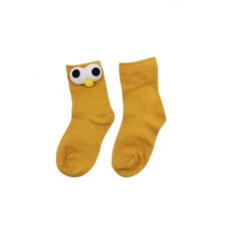 Sosete pentru copii FunnyEyes, bumbac, design creativ, marime 30-35, galben mustar, Doty®️ [3]
