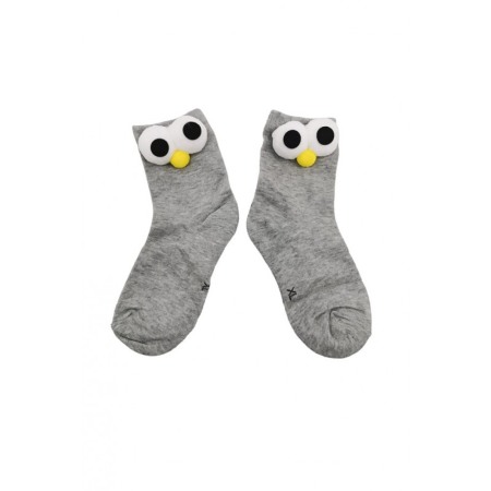 Pentru bebe si copii - Sosete pentru copii FunnyEyes, bumbac, design creativ, marime 30-35, gri, Doty®️