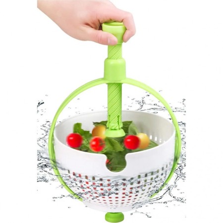 Spinner pentru salata, fructe si alte verdeturi GreenSpin Doty® tip bol cu strecuratoare, verde/alb [2]