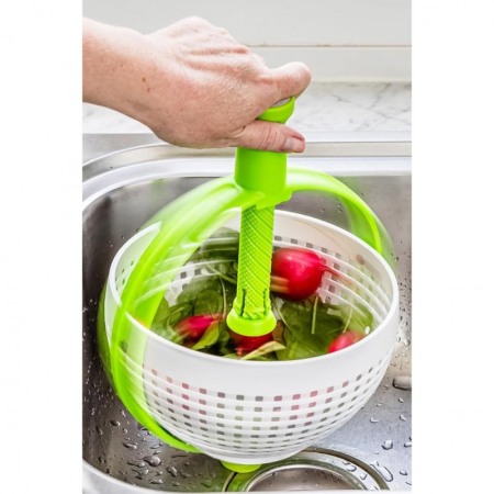 Spinner pentru salata, fructe si alte verdeturi GreenSpin Doty® tip bol cu strecuratoare, verde/alb [7]