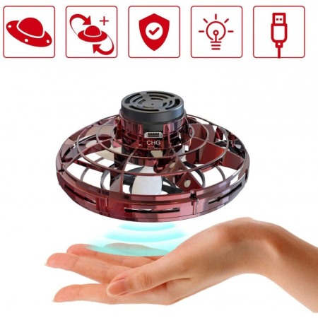 Spinner zburator, efect de bumerang, acumulator si leduri, 8 cm, Rosu, Doty [3]