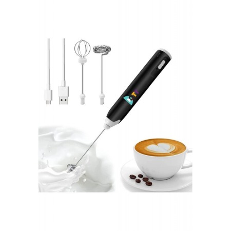 Spumator de lapte 2 in 1 Doty®, wireless, 2 trepte de viteza, 2 capete  mixer, portabil, pentru a face spuma de lapte, negru [5]